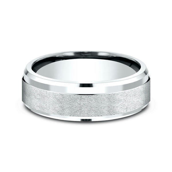 14K White Gold 7mm Comfort-Fit Design Wedding Ring