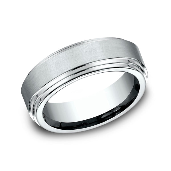 14K White Gold 8mm Comfort-Fit Design Wedding Ring
