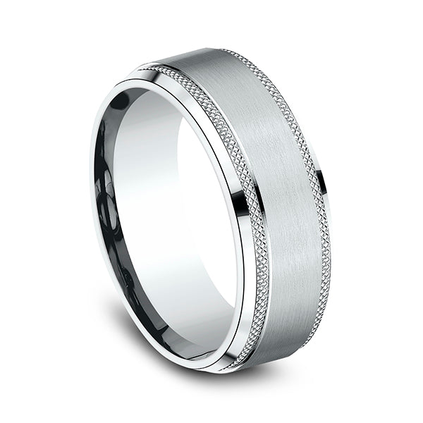 14K White Gold 8mm Comfort-Fit Design Wedding Band