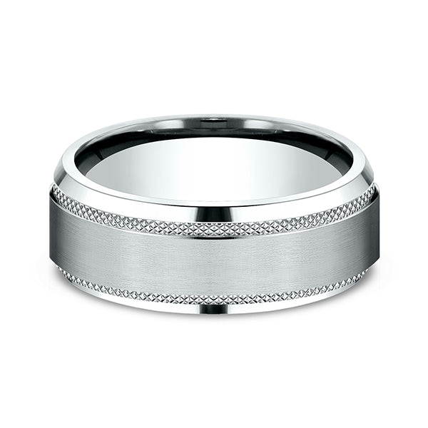 14K White Gold 8mm Comfort-Fit Design Wedding Band