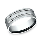 14K White Gold 8mm Comfort-Fit Design Wedding Ring