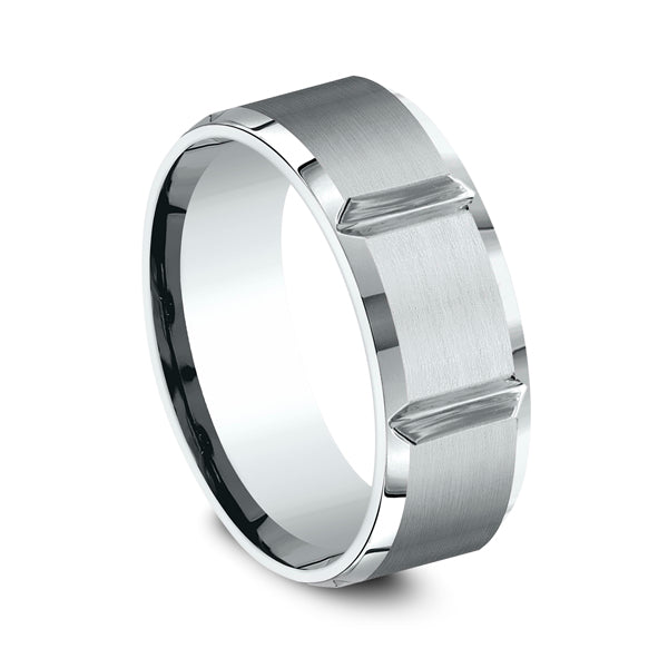 14K White Gold 6mm/8mm Comfort-Fit Design Wedding Ring
