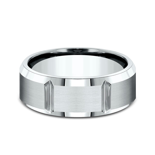 14K White Gold 6mm/8mm Comfort-Fit Design Wedding Ring