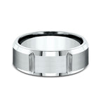 14K White Gold 6mm/8mm Comfort-Fit Design Wedding Ring