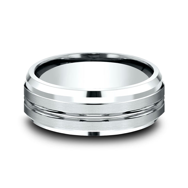 14K White Gold 8mm Comfort-Fit Design Wedding Ring