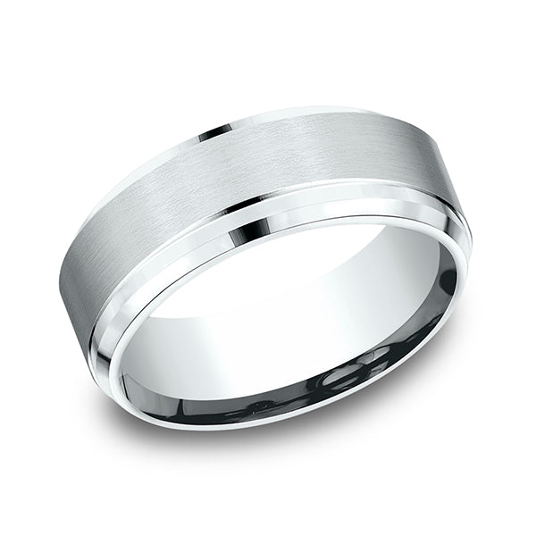 14K White Gold 8mm Comfort-Fit Design Wedding Band