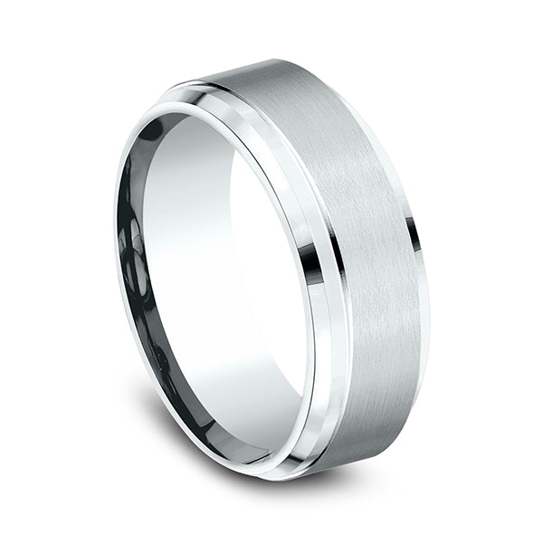 14K White Gold 8mm Comfort-Fit Design Wedding Band