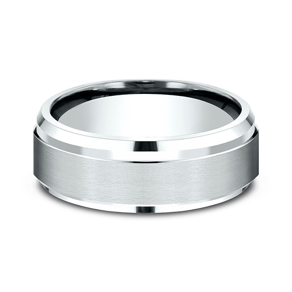 14K White Gold 8mm Comfort-Fit Design Wedding Band