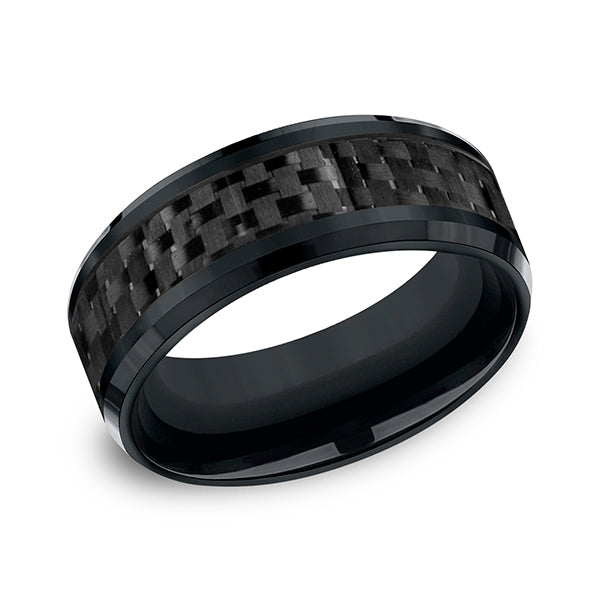 Cobalt and Carbon Fiber 8mm Comfort-Fit Design Wedding Band