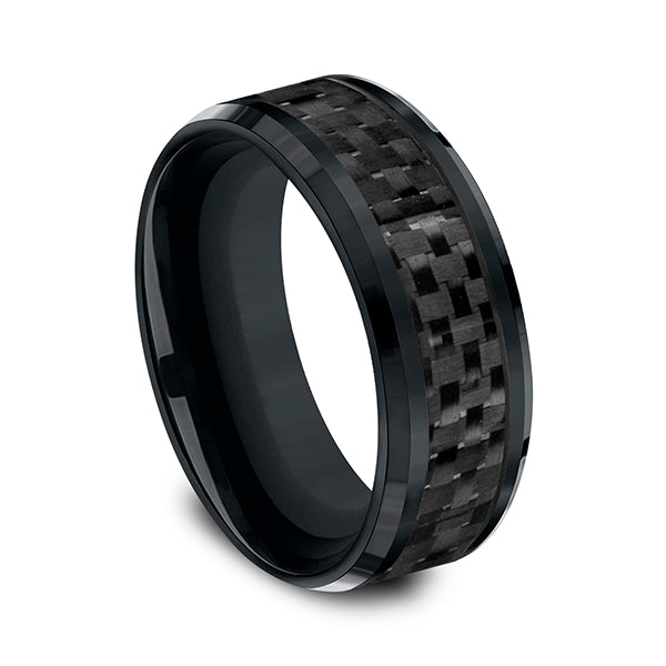 Cobalt and Carbon Fiber 8mm Comfort-Fit Design Wedding Band