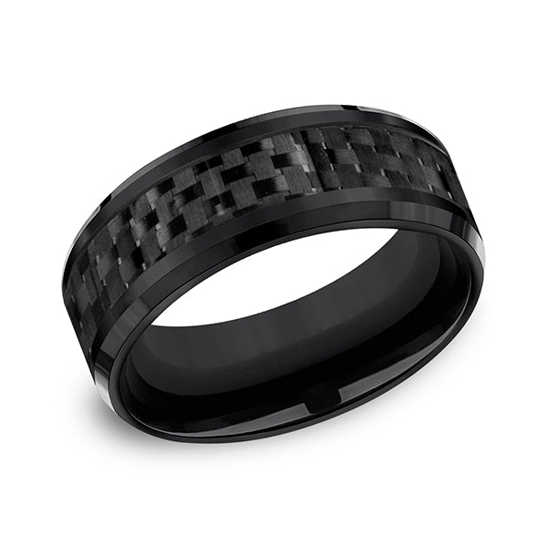 Black Titanium 8mm Comfort-Fit Design Wedding Band