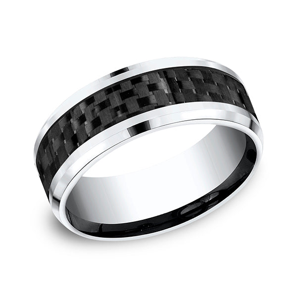 Cobalt and Carbon Fiber 8mm Comfort-Fit Design Wedding Band