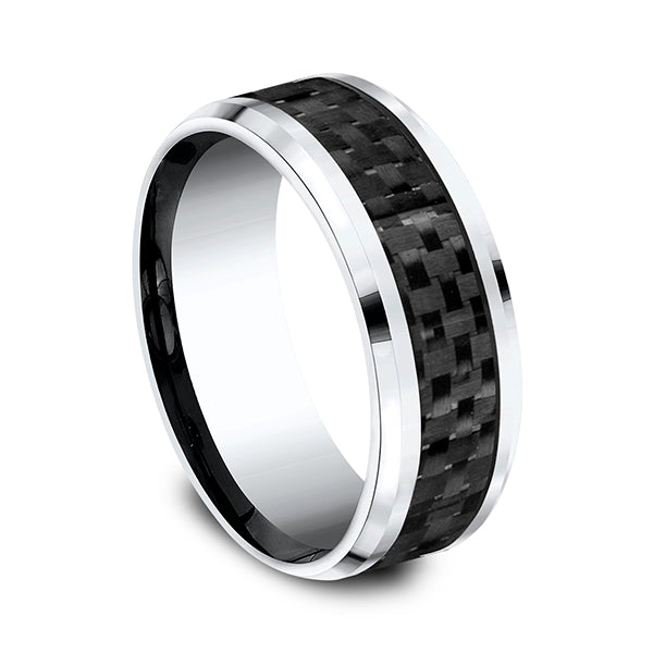 Cobalt and Carbon Fiber 8mm Comfort-Fit Design Wedding Band