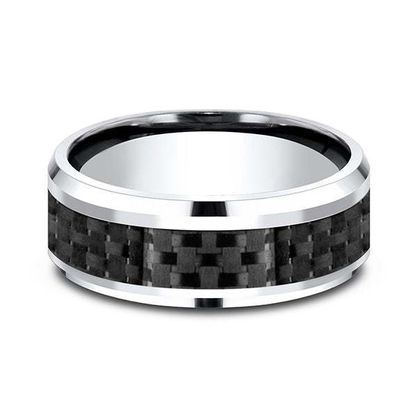 Cobalt and Carbon Fiber 8mm Comfort-Fit Design Wedding Band