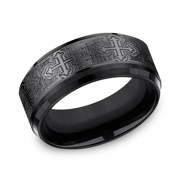 Black Titanium 9mm Comfort-Fit Design Wedding Band