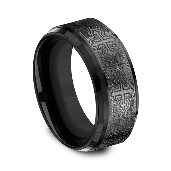 Black Titanium 9mm Comfort-Fit Design Wedding Band