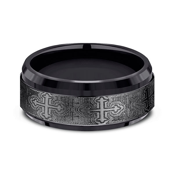 Black Titanium 9mm Comfort-Fit Design Wedding Band
