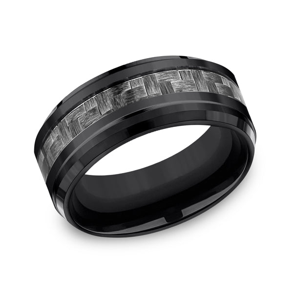 Black Titanium 9mm Comfort-Fit Design Wedding Band