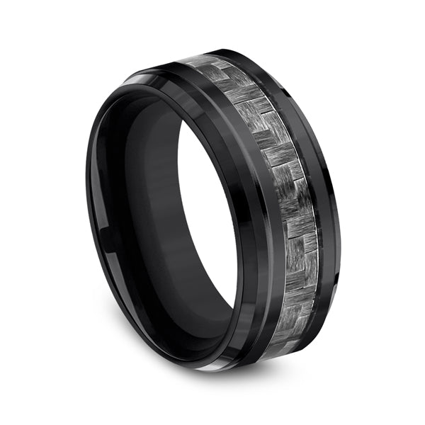 Black Titanium 9mm Comfort-Fit Design Wedding Band