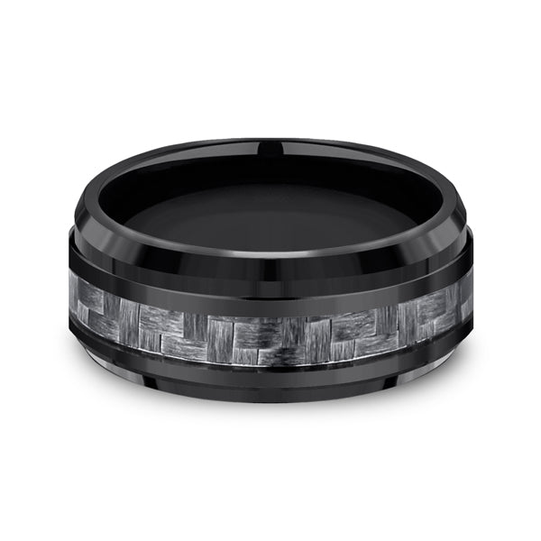 Black Titanium 9mm Comfort-Fit Design Wedding Band