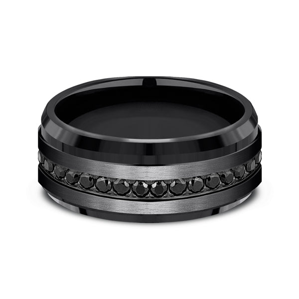 Black Titanium 9mm Comfort-Fit Design Wedding Band