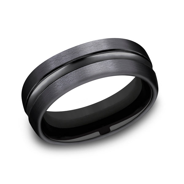 Black Titanium 7.5mm Comfort-Fit Design Wedding Band