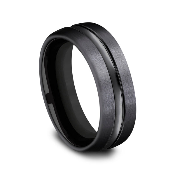 Black Titanium 7.5mm Comfort-Fit Design Wedding Band