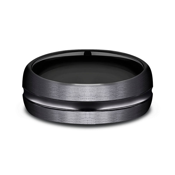 Black Titanium 7.5mm Comfort-Fit Design Wedding Band