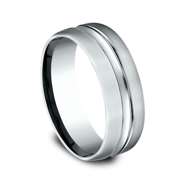 14K White Gold 7.5mm Comfort-Fit Design Wedding Ring