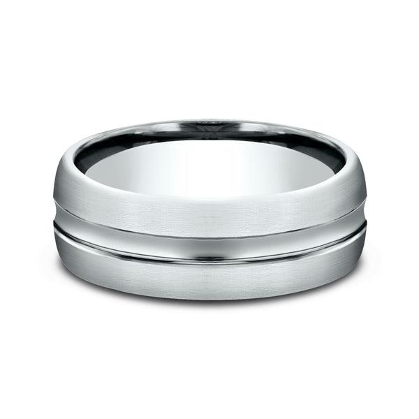14K White Gold 7.5mm Comfort-Fit Design Wedding Ring