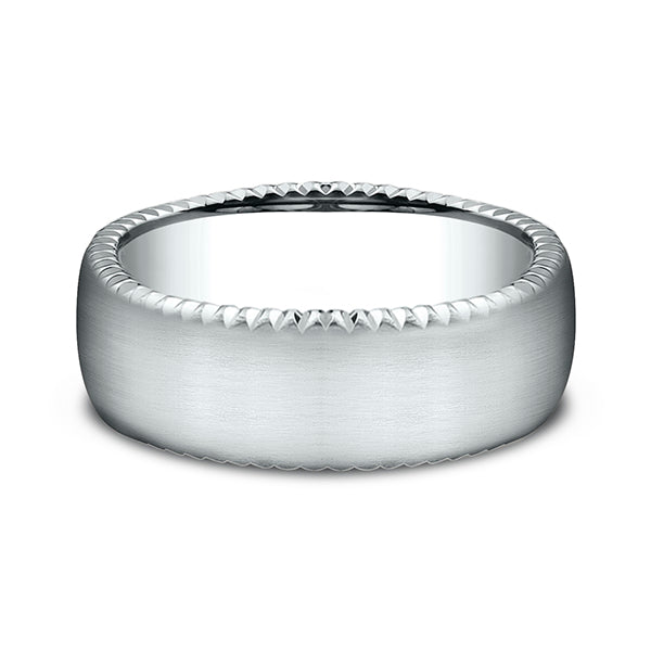 14K White Gold 7.5mm Comfort-Fit Design Wedding Band