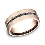 14K White Gold/14K Yellow Gold/14K Rose Gold 7.5mm Comfort-Fit Black Diamond Wedding Ring