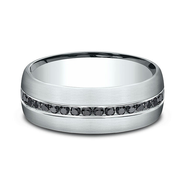 14K White Gold/14K Yellow Gold/14K Rose Gold 7.5mm Comfort-Fit Black Diamond Wedding Ring