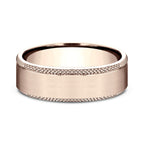 14K Rose Gold/White Gold 6.5mm Comfort-Fit Design Wedding Band