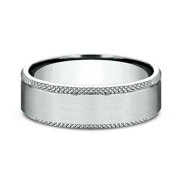 14K Rose Gold/White Gold 6.5mm Comfort-Fit Design Wedding Band