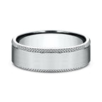 14K Rose Gold/White Gold 6.5mm Comfort-Fit Design Wedding Band