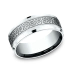 14K White Gold 8mm Comfort-Fit Design Wedding Band