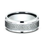 14K White Gold 8mm Comfort-Fit Design Wedding Band