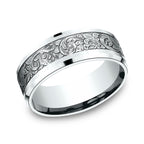 14K White Gold 8mm Comfort-Fit Design Wedding Band