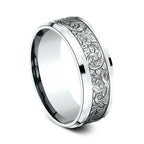 14K White Gold 8mm Comfort-Fit Design Wedding Band