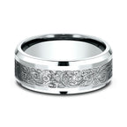 14K White Gold 8mm Comfort-Fit Design Wedding Band