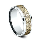 Two Tone 8mm Comfort-Fit Design Wedding Ring