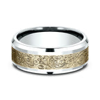 Two Tone 8mm Comfort-Fit Design Wedding Ring