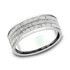 14K White Gold 7mm Comfort-Fit Design Wedding Band