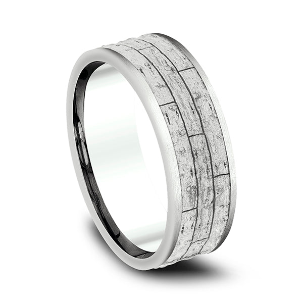 14K White Gold 7mm Comfort-Fit Design Wedding Band