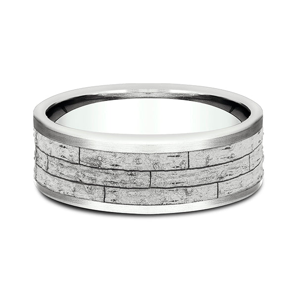 14K White Gold 7mm Comfort-Fit Design Wedding Band