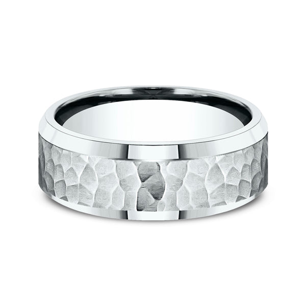 14K White Gold 7.5mm Comfort-Fit Design Wedding Ring