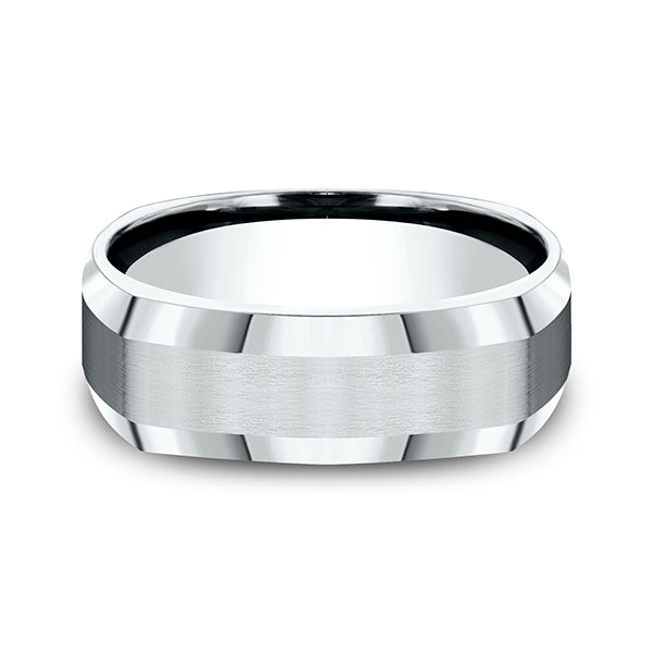 14K White Gold 7mm Comfort-Fit Design Wedding Band