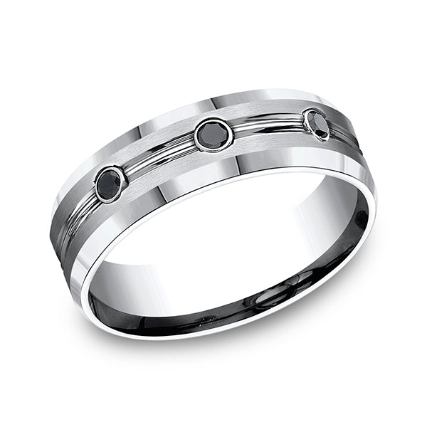 Cobalt 7.5mm Comfort-Fit Black Diamond Wedding Ring
