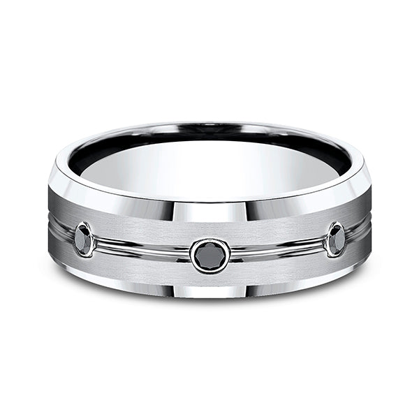 Cobalt 7.5mm Comfort-Fit Black Diamond Wedding Ring